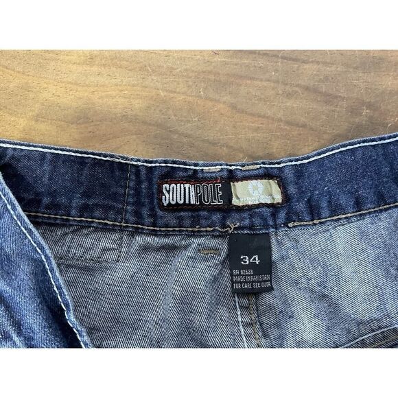 Southpole Jeans Men's 34x30 Embroidered Flap Pockets Blue Denim - Picture 4 of 10